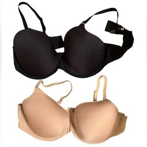 MONTELLE INTIMATES (2) Women’s Tan & Black T-Shirt Bra Molded Cups Plus Size-42D
